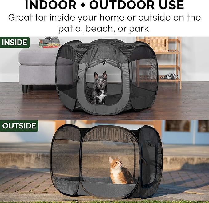 Furhaven Pop Up Playpen Pet Tent Playground - Gray, Small