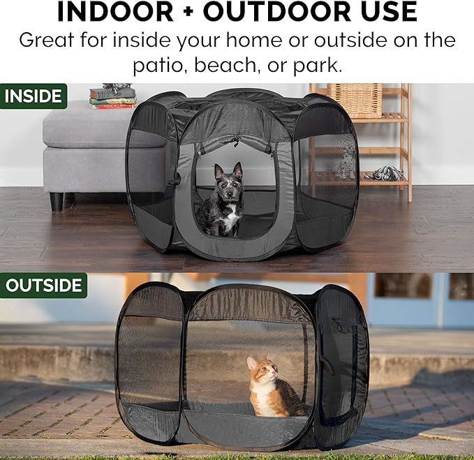 Furhaven Pop Up Playpen Pet Tent Playground - Gray, Medium