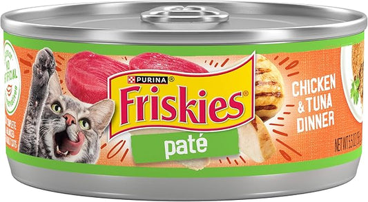 Purina Friskies Pate Wet Cat Food, Chicken & Tuna Dinner - (Pack of 24) 5.5 oz. Cans