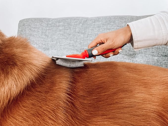 Tuff Pupper Slicker Dog Brush | Large Comb Head for Large & Medium Dogs | Pet Grooming Brush for Shedding Coat Fur | Gently Remove Tangled, Loose Undercoat and Mats Hair | Pet Grooming Brush Tool