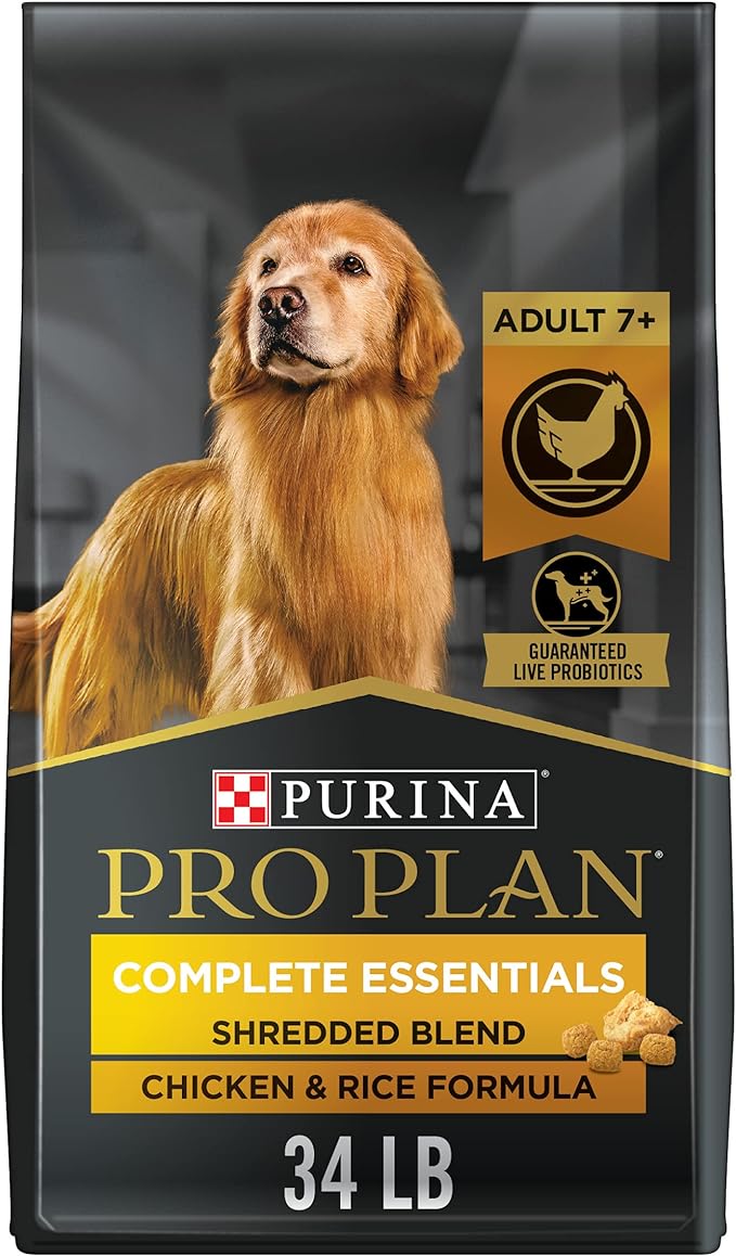 Purina Pro Plan Senior Dog Food With Probiotics for Dogs, Shredded Blend Chicken & Rice Formula - 34 lb. Bag