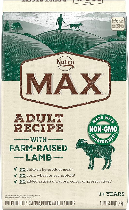 Nutro Max Adult Recipe Dry Dog Food With Farm Raised Lamb, 25 LB Bag