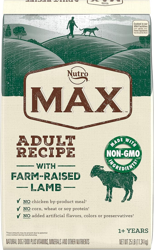 Nutro Max Adult Recipe Dry Dog Food With Farm Raised Lamb, 25 LB Bag