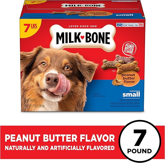 Milk-Bone Peanut Butter Flavor Dog Treats for Small Dogs, 7 Pound, Crunchy Texture Helps Freshen Breath