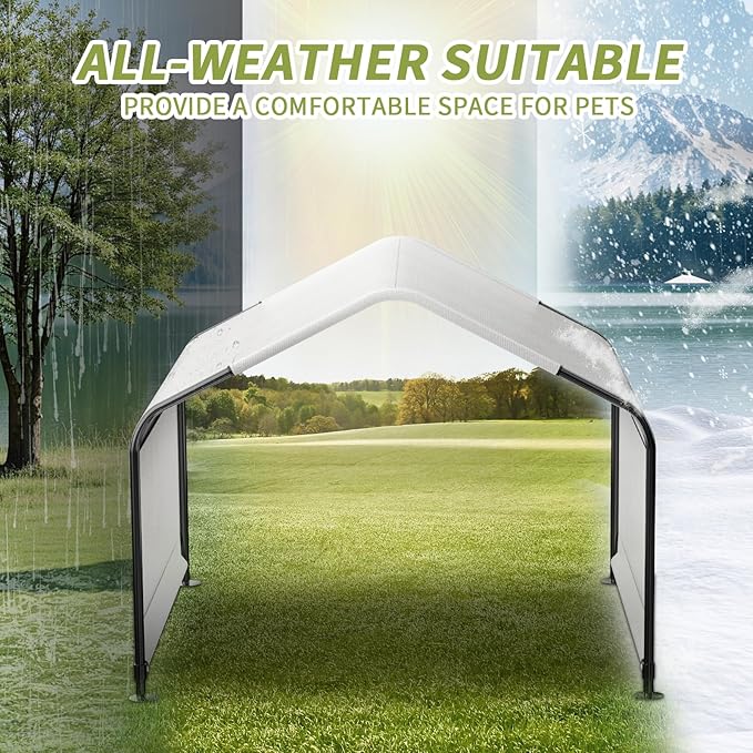 YAZ&OUZ Dog House Outdoor Large Breed, Dog Shade For Outside, 4'x4'x3' Outdoor Dog House Weatherproof & Snowproof with Sturdy Steel Frame & Ground Nails for Dog Tent Outdoor, Chicken House, Duck House