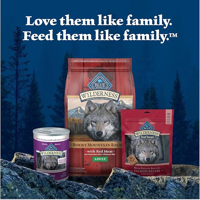 Blue Buffalo Wilderness Rocky Mountain Recipe High-Protein Adult Dry Dog Food, Made in the USA with Natural Ingredients Plus Wholesome Grains, Red Meat, 4.5-lb. Bag