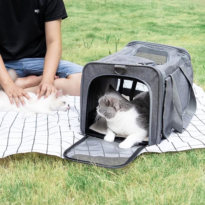 Pet Carrier for Large Cats, Soft-Sided Cat Carrier for Medium Big Cats and Puppy up to 20lbs, Washable Dog Carrier Privacy Protection for Home Outdoor Travel