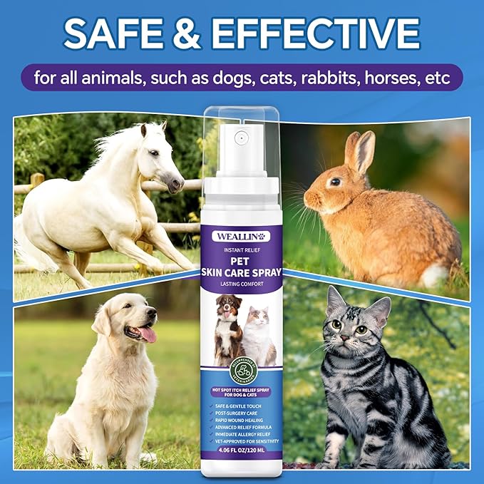 Hot Spot Itch Relief Spray for Dogs & Cats, Hot Spot Treatment for Dogs Itch Relief Spray for Dogs, Pet Treatment Spray for Itchy, Irritated Skin, Allergy, Rashes, Wound Care(8.12 Fl Oz)