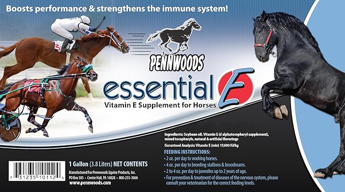 Essential E: Equine Vitamin E Supplement for Horse Health, Performance, Recovery & Nutrition - 1 Gallon