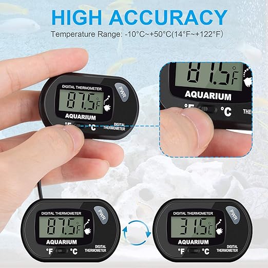 2-Pack Aquarium Thermometer, Fish Tank Thermometer, AikTryee Water Thermometer with 3.3ft Cord Fahrenheit/Celsius(℉/℃) for Vehicle Reptile Terrarium Fish Tank Refrigerator.