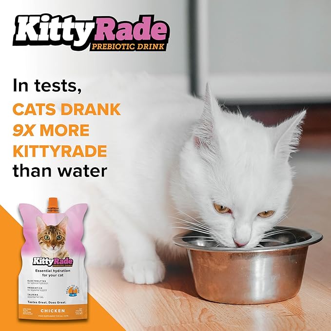 KittyRade – Delicious, Healthy Prebiotic, Isotonic Drink for Cats, Electrolytes | Reliable Hydration Drink for Cats & Low Calorie | Cat Health Supplement | Resealable Packs | KittyRade (250ml x 3)