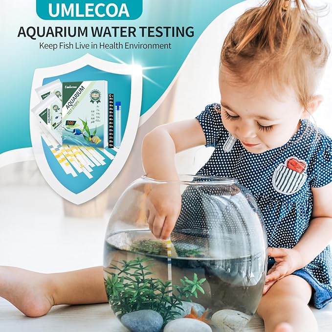 9 in 1 Aquarium Test Kit for Freshwater and Saltwater - 100 Aquarium Test Strips with Test Tube & Thermometer - Fast & Accurate Water Testing Strips for Aquarium/Pond/Pool