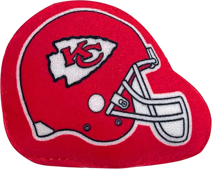 BEST PLUSH CAT TOY - NFL KANSAS CITY CHIEFS Complete Set of 3 piece Cat Toys filled with Fresh Catnip. Incld: 1 Helmet Cat Toy, 1 Football Cat Toy with Feathers, & 1 Beer Bottle. Beautiful Team LOGOS