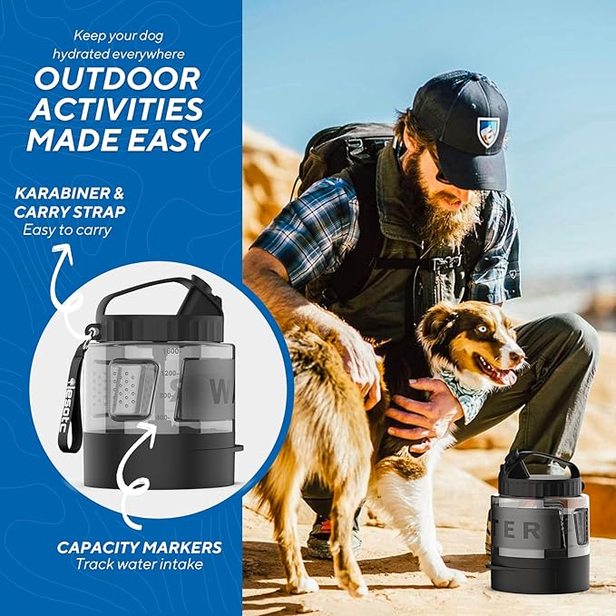 Dog Water Bowl Dispenser,Dog Water Bowl Travel for Hiking Dog Park Camping,56OZ Dog Water Dispenser with Pull-Out Travel Water Bowl for Dogs Travel Water Bowl Dispenser Pet Dog Water Bottle,BPA Free