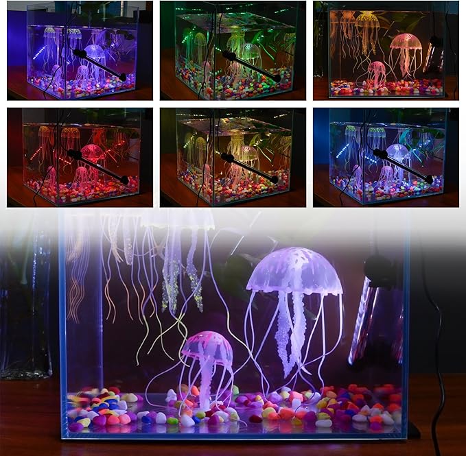 LED Aquarium Lights, RGB Fish Tank Lights Underwater IP68 Waterproof Submersible Remote Control Tank Lid Lights Colored Adjustable Fish Aquarium Tank Waterfall Lighting, 15 inch