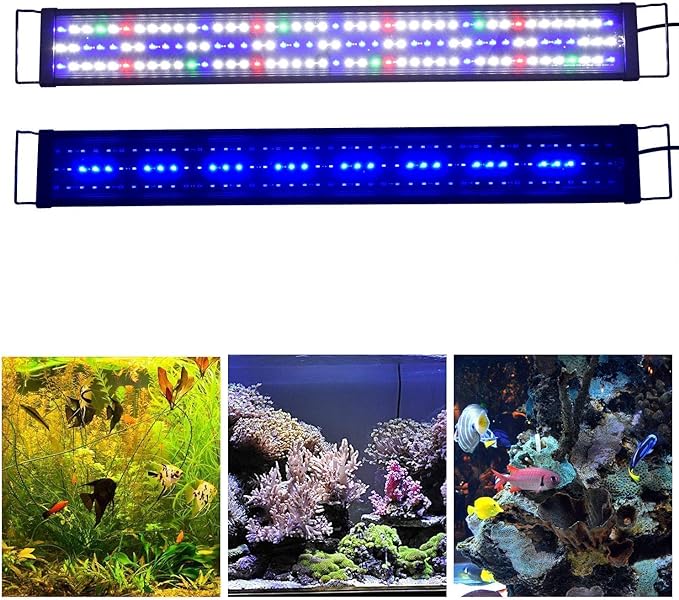 KZKR Upgraded Aquarium LED Light Full Spectrum 36-48 inch Hood Lamp for Freshwater Marine Plant Multi-Color Decorations Light 90-120 cm