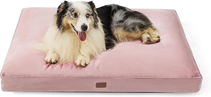 Bedsure Waterproof Dog Beds for Extra Large Dogs - 4 inch Thicken Up to 100lbs XL Dog Bed with Removable Washable Cover, Pet Bed Mat Pillows, Pink
