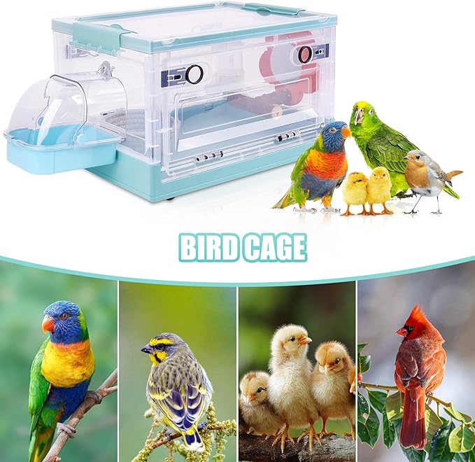 Bird Cage with Handle,Small Bird Cage and Removable Birdhouse with Birdbath, Water Bottle for Parrot, Cockatiel, Lovebird, Pigeon (27L)