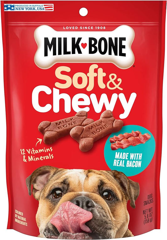 Milk-Bone Soft & Chewy Dog Treats, Bacon Recipe, 5.6 Ounce (Pack of 10), Made with Real Bacon