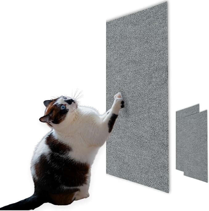 Cat Scratch Mat (3 Pack), 23.6’’ x 11.8’’ Cat Wall Stracther, Versatile Self-Adhesive Replacement Easy Use for Cat Trees, Cat Wall Furniture, Scratching Posts, and Couch Protection (Grey)