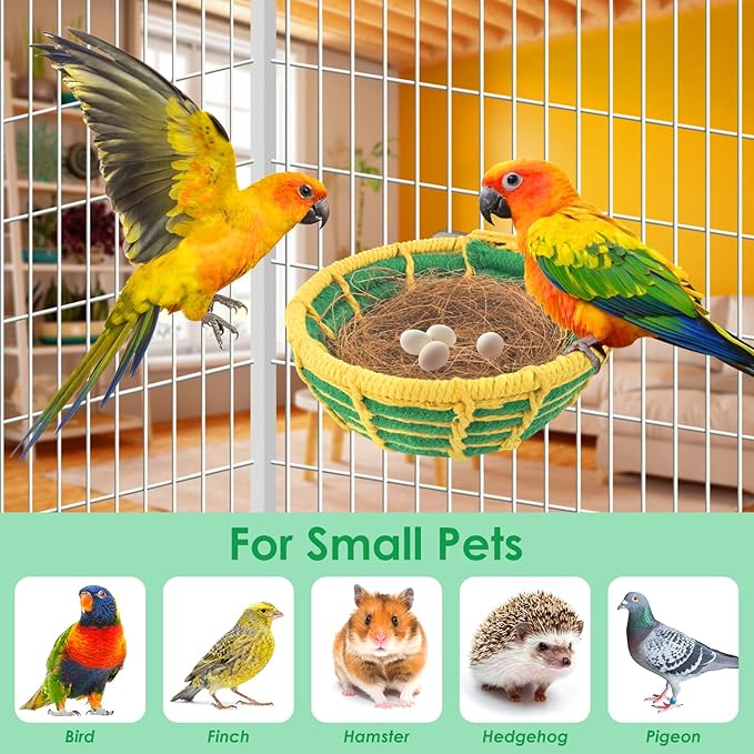 KATUMO Bird Nest, Conure Breeding Nest Parrot Bed with Natural Coconut Fiber Bedding for Budgie, Parakeet, Cockatiel, Conure, Lovebird, Canary, Finch, Small Birds