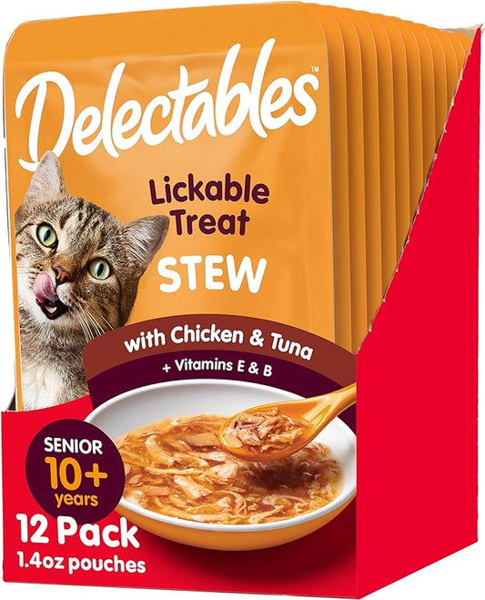 Hartz Delectables Stew Senior Lickable Wet Cat Treats, Multiple Flavors 1.4 Ounce (Pack of 12)
