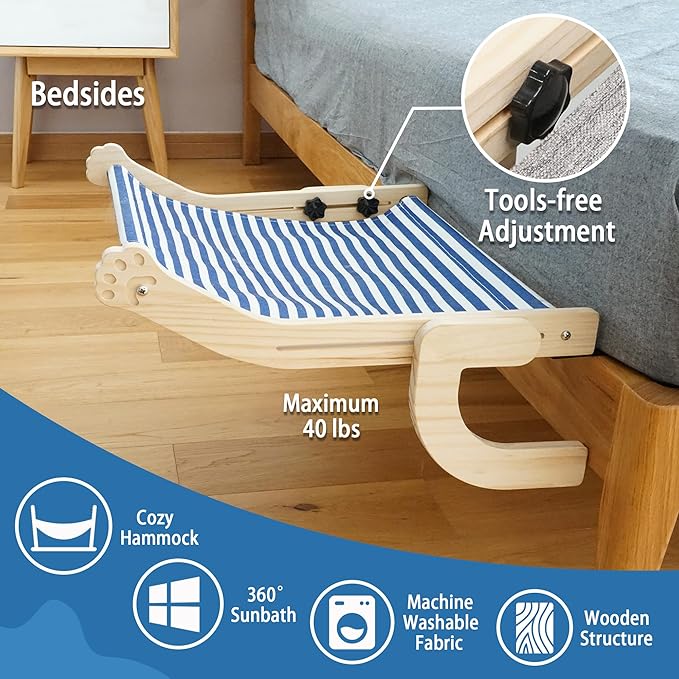 Cat Window Perch, Window Sill Cat Hammock, Indoor Cat Window Seat Window Shelves, Adjustable Windowsill Perch for Large Cats