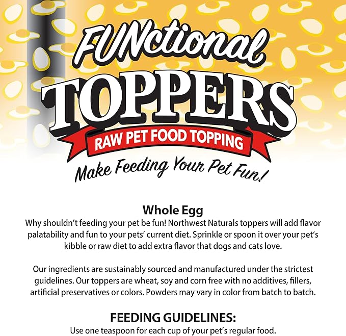 Northwest Naturals Freeze-Dried Whole Chicken Egg Functional Topper - for Dogs & Cats - Healthy, 1 Ingredient, Human Grade Pet Food, All Natural - 4 Oz (Packaging May Vary)