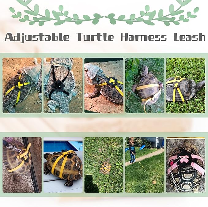 Bonaweite Turtle Leash Small Pets Turtle Leash and Harness Pet Tortoise Leash Walking Rope for Turtle Supplies Adjustable Control Rope for Outdoor Walking Training Pink