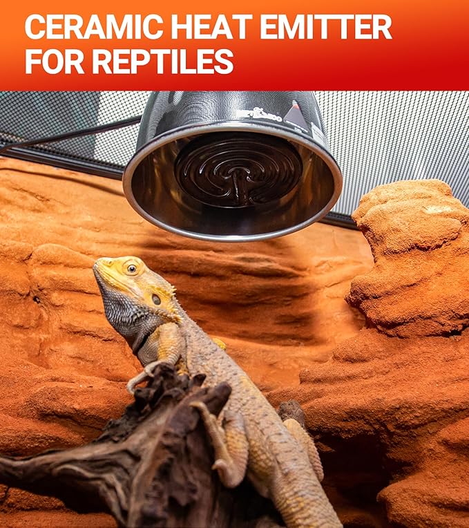 REPTI ZOO 2Pack Ceramic Heat Emitter 60W Reptile Heat Lamp Night Heat Lamp Bulbs Reptile terrarium heat lamp Tank heat bulb for Turtle Bearded Dragon Gecko Lizard Snake Chicken E26