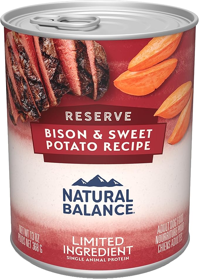 Natural Balance Limited Ingredient Adult Grain-Free Wet Canned Dog Food, Reserve Bison & Sweet Potato Recipe, 13 Ounce (Pack of 12)