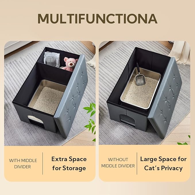 MEEXPAWS Cat Litter Box Enclosure Furniture Hidden, Cat Washroom Bench Storage Cabinet | Extra Large 36'' x 20'' x 20''| Dog Proof | Waterproof Inside/Easy Clean | Easy Assembly | Odor Control