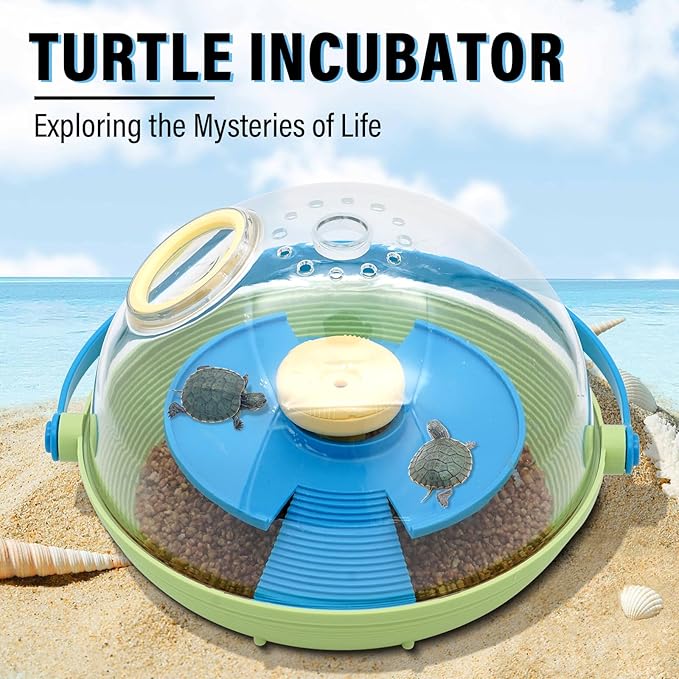 3 in 1 Tortoise Egg Incubator, Portable Tortoise Turtle Egg Incubator, Tortoise Breeding Box, Incubation, Feeding and Hibernation, Holds 6 Tortoise Reptile Eggs, 360-Degree Observation