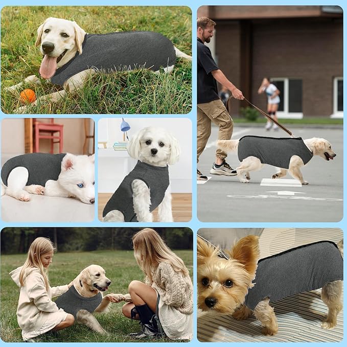 Dog Recovery Suit After Surgery, Soft Breathable Dog Onesie for Surgery Female Male, Anti Licking Dog Surgical Suit (Grey,2XL)