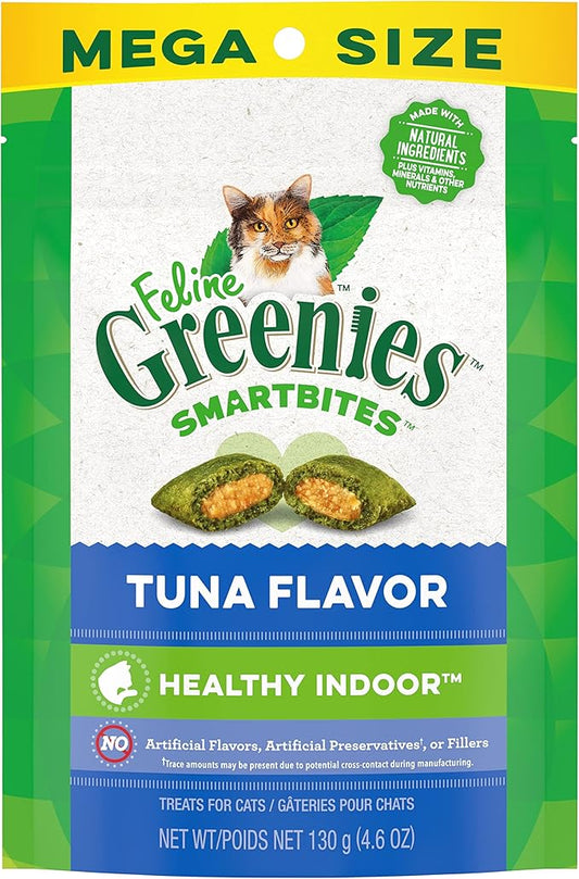 Greenies Feline Smartbites Healthy Indoor Natural Treats for Cats, Tuna Flavor, 4.6 oz. Pouch (Pack of 1)