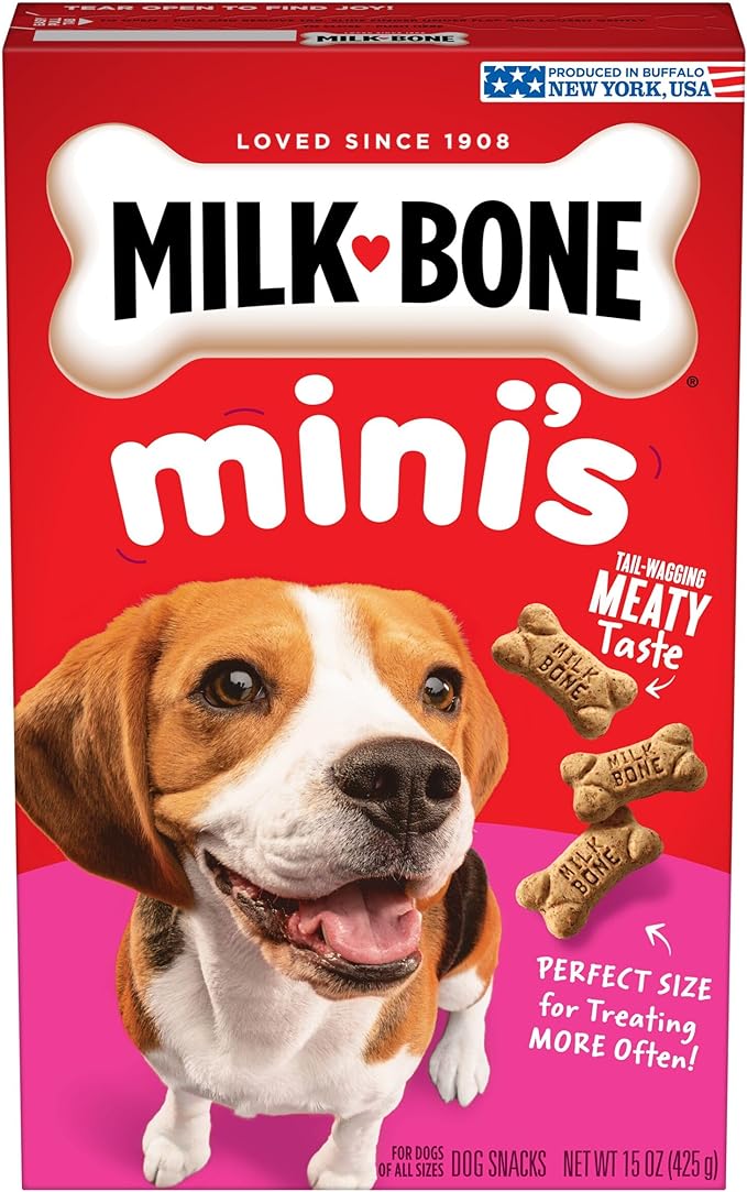 Milk-Bone Mini's Original Dog Treats, 15 Ounce (Pack of 6), Crunchy Biscuit Helps Clean Teeth