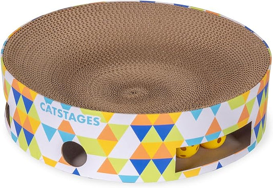 Catstages Bowl Track Scratcher Cat Ball Track Scratcher and Lougner, Multicolored