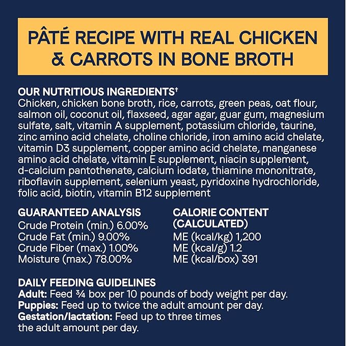 CANIDAE Pure 2-in-1 Goodness Pate with Real Chicken & Carrots in Bone Broth Wet Dog Food, 11.5 oz. (Case of 12)