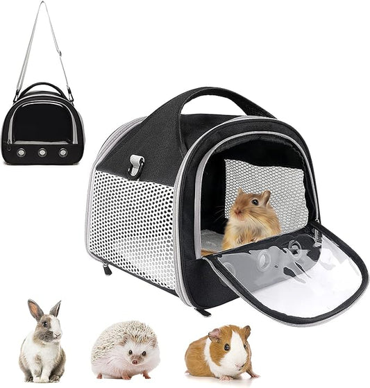 Small Pet Carrier Bag with Mat Guinea Pig Travel Carrier with Strap Portable Breathable Rabbit Carrier Outdoor Pet Bag for Ferret Bunny Hedgehog Guinea Pig(10" L x 10" W x 12" H)