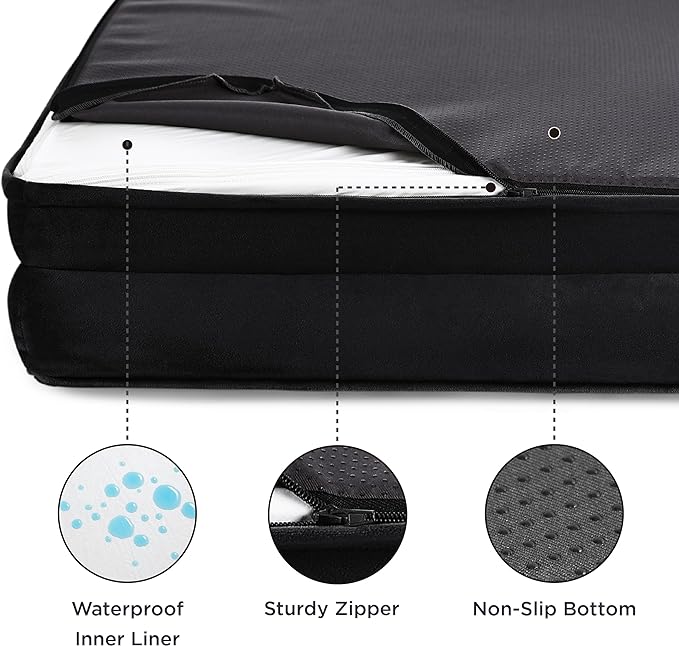 Bedsure Orthopedic Dog Bed for Extra Large Dogs - XL Washable Dog Sofa Beds Large, Supportive Foam Pet Couch Bed with Removable Washable Cover, Waterproof Lining and Nonskid Bottom, Black