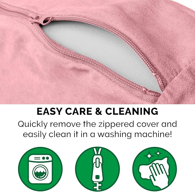 Furhaven 35" Round Cooling Gel Dog Bed for Large/Medium Dogs w/ Removable Washable Cover, For Dogs Up to 50 lbs - Sherpa & Suede Snuggery - Pink, 35-inch