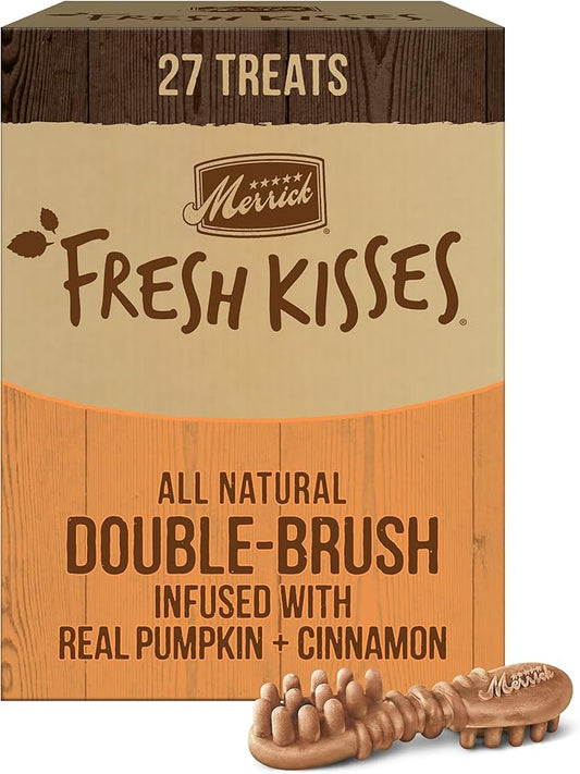 Merrick Fresh Kisses Natural Dental Chews, Treats Infused with Pumpkin and Cinnamon for Medium Dogs 25-50 Lbs - 1.9 lb. Box