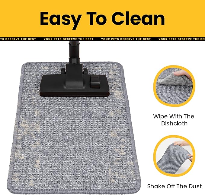 Cat Scratcher Mat,Natural Sisal Cat Scratch Pad with Sticky Velcro Tapes,Horizontal Floor Cat Scratching Pads Rug for Indoor Cats,Cat Furniture Protector for Couch&Carpets&Sofas(M,23.6"X15.7")