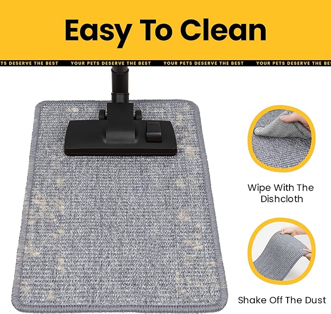 Cat Scratcher Mat,Natural Sisal Cat Scratch Pad with Sticky Velcro Tapes,Horizontal Floor Cat Scratching Pads Rug for Indoor Cats,Cat Furniture Protector for Couch&Carpets&Sofas(L,31.5"X23.6")