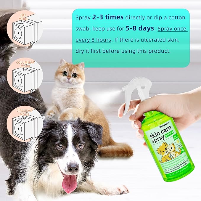 Pets Wound Care Spray for Dogs & Cats, Allergy Relief, Relieve Itching and Pain, Healing Wounds, Mild Formula, Spray-on Easy to Use, 10 fl oz