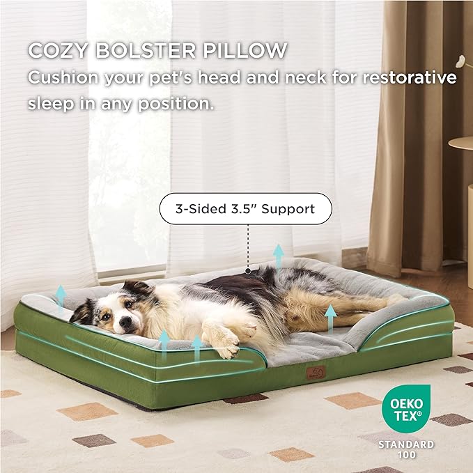 Bedsure Orthopedic Dog Bed for Extra Large Dogs - XL Washable Dog Sofa Beds Large, Supportive Foam Pet Couch Bed with Removable Washable Cover, Waterproof Lining and Nonskid Bottom, Turquoise