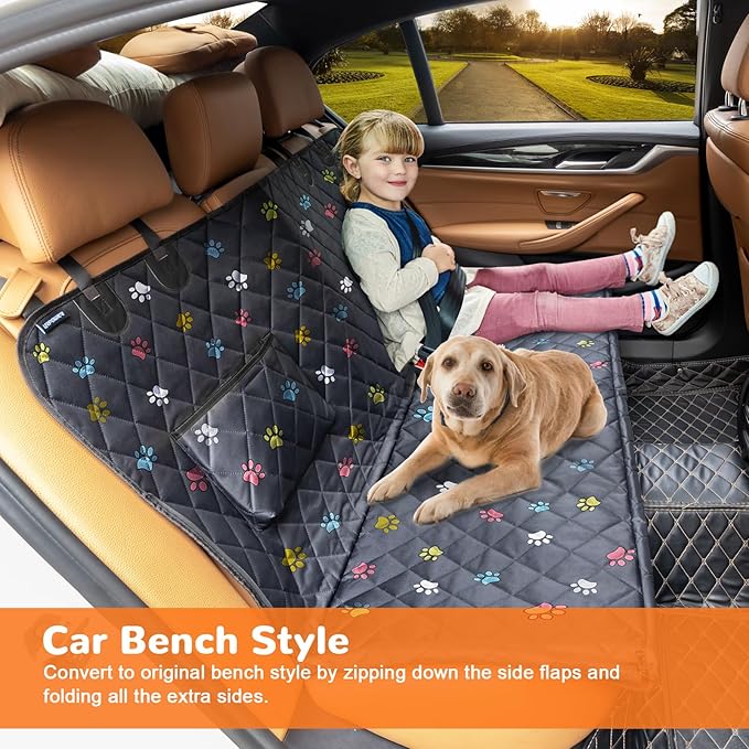 URPOWER Dog Seat Cover Car Seat Cover for Pets 100% Waterproof Pet Seat Cover Hammock 600D Heavy Duty Scratch Proof Nonslip Durable Soft Pet Back Seat Covers for Cars Trucks and SUVs