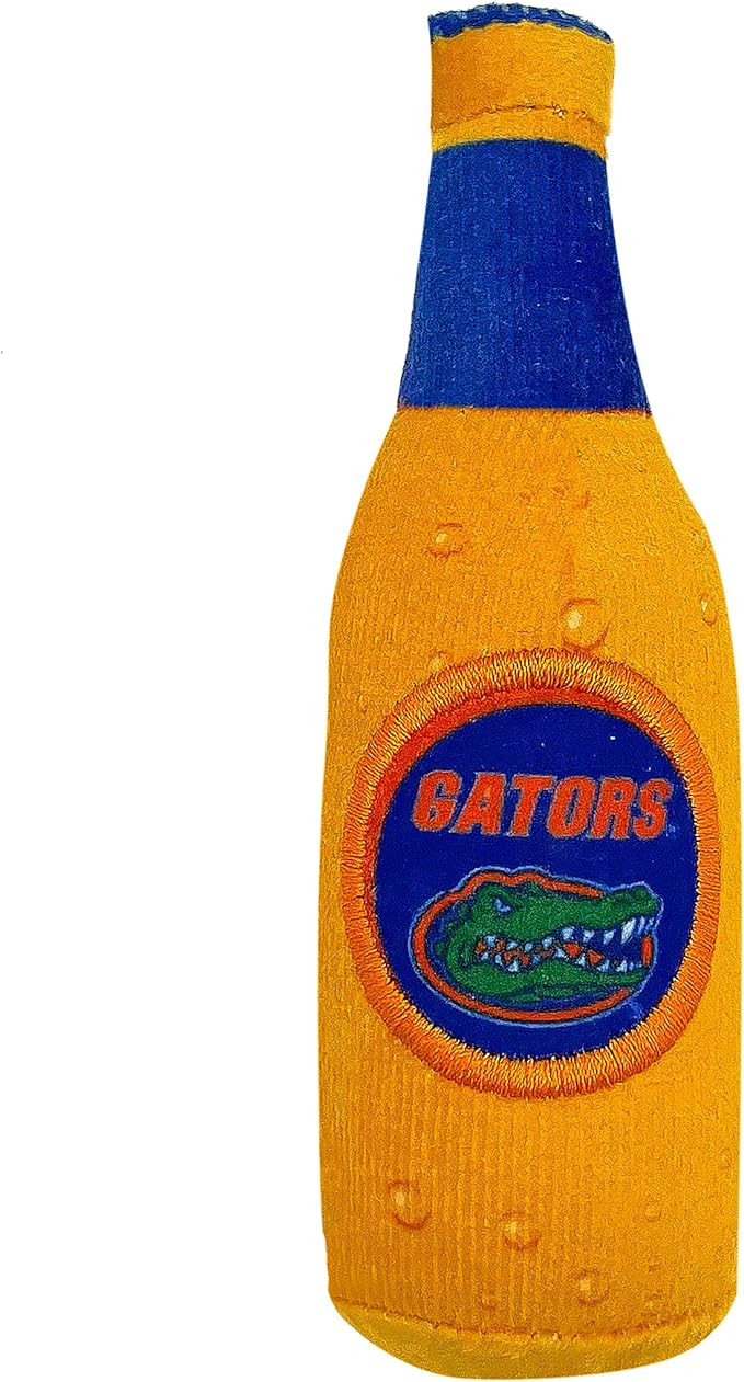 BEST PLUSH CAT TOY - NCAA FLORIDA GATORS Complete Set of 3 piece Cat Toys filled with Fresh Catnip. Includes: 1 Helmet Cat Toy, 1 Football Cat Toy with Feathers & 1 Beer Bottle. Beautiful Team LOGOS