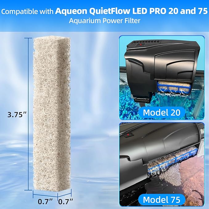 AQUANEAT 6-Pack Replacement Ammonia Reducer Pads Compatible with Aqueon QuietFlow 20 and 75 LED PRO Aquarium Power Filter