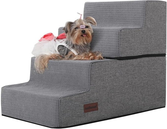 Dog Stairs for High Bed,4 Steps Pet Stairs for Small Dogs and Cats，Anti-Slip Removable Dog Steps for Bed,Bed Stairs for Dog